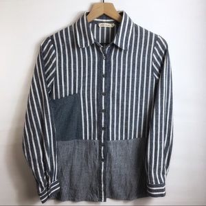 Chloe & Katie Linen Blend Button Up, S